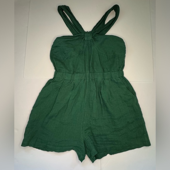 See U Soon Green Linen Romper – Size Small - Picture 5 of 15
